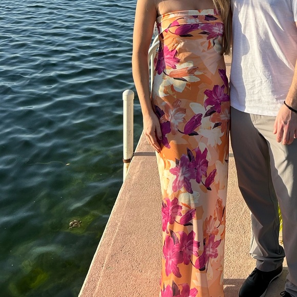 Floral Satin Maxi Dress - Picture 1 of 2